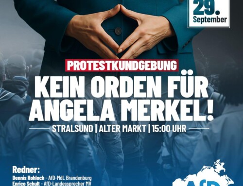 Protestkundgebung – Kein Orden für Angela Merkel